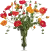 Large Multi-Color Poppy Arrangement in Clear Vase