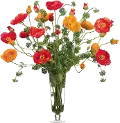 Large Multi-Color Poppy Arrangement in Clear Vase