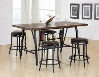 Brown and Metal 5 Piece Dining Set with Wine Rack- David Collection