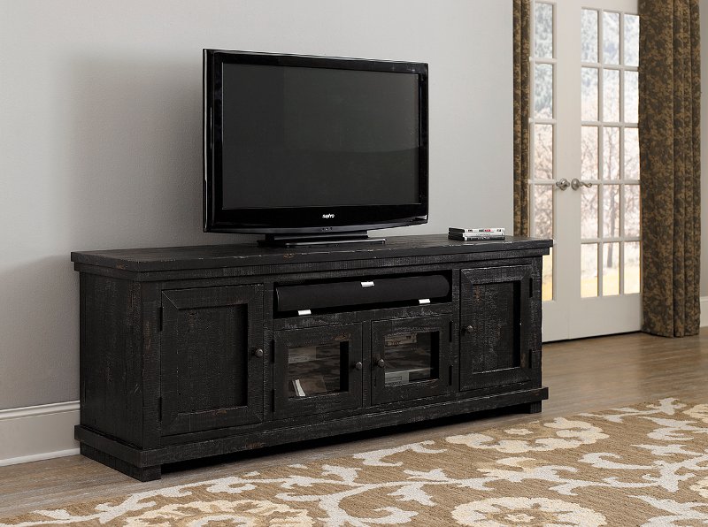 74 Inch Distressed Black Tv Stand Willow
