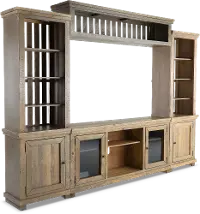 Willow Distressed Gray 4 Piece Rustic Entertainment Center