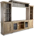 Willow Weathered Gray 4 Piece Rustic Entertainment Center