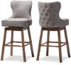 7073-2PC-RCW Gradisca Gray Upholstered Swivel Bar Stool - Set of 2
