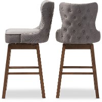 7073-2PC-RCW Grey Button-Tufted Upholstered Swivel Bar Stool Pair - Gradisca-3