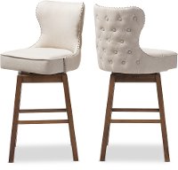 7074-2PC-RCW Taupe Button-Tufted Upholstered Swivel Bar Stool Pair - Gradisca-4