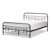 7036-RCW Vintage Industrial Black Finished Queen Platform Bed - Georgina