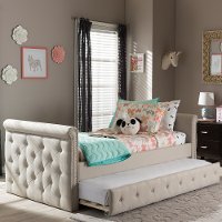 7039-RCW Modern Light Beige Tufted Twin Daybed - Swamson