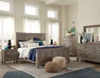 Casual Rustic Gray 4 Piece King Bedroom Set - Dovetail
