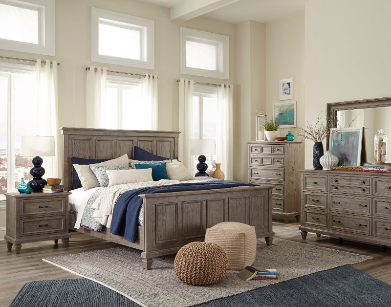 casual rustic gray 4 piece king bedroom set - dovetail | rc willey