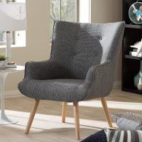 7043-RCW Grey Mid-Century Upholstered Armchair - Nola