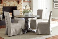Dove Gray 5 Piece Round Dining Set with Parsons Chairs - Muses