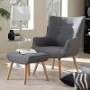 7043-7044-RCW Grey Mid-Century Upholstered Armchair & Ottoman - Nola-1