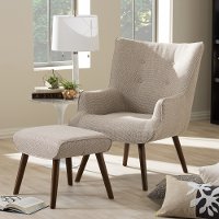 7041-7042-RCW Taupe Mid-Century Upholstered Armchair & Ottoman - Nola