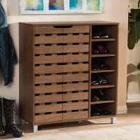6602-RCW Modern Shoe Cabinet with Open Shelves - Shirley