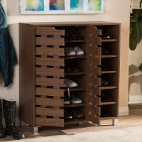 6602-RCW Modern Shoe Cabinet with Open Shelves - Shirley-2