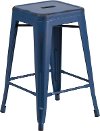 Backless Blue Square Counter Height Stool