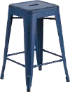 Distressed Blue Metal Counter Height Stool