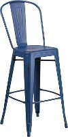 Antique Blue Metal 30 Inch Bistro Bar Stool