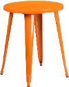 Orange Metal 24 Inch Cafe Round Indoor-Outdoor Table