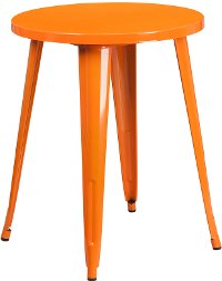 Orange Metal 24 Inch Cafe Round Indoor-Outdoor Table