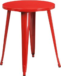 Red Metal 24 Inch Cafe Round Indoor-Outdoor Table