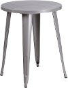 Silver Metal 24 Inch Cafe Round Indoor-Outdoor Table