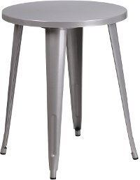 Silver Metal 24 Inch Cafe Round Indoor-Outdoor Table