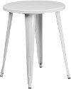 White Metal 24 Inch Cafe Round Indoor-Outdoor Table