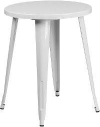 White Metal 24 Inch Cafe Round Indoor-Outdoor Table