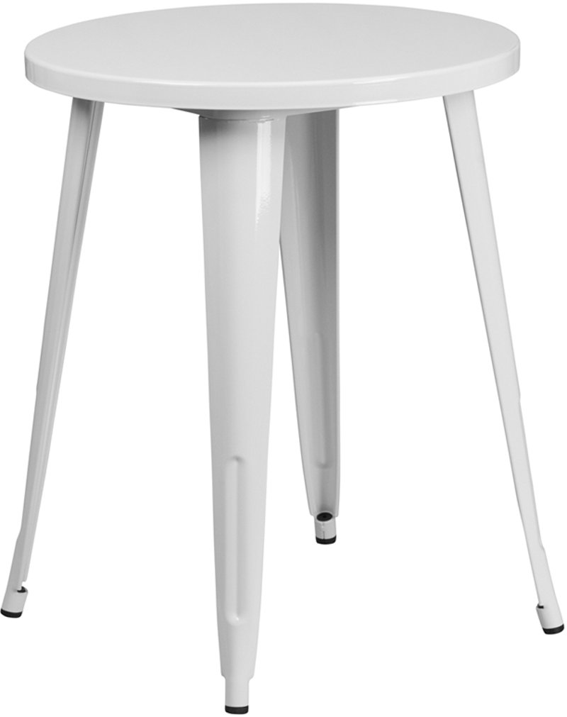 White Metal 24 Inch Cafe Round Indoor, 24 Inch Round Table