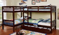Dark Walnut Double Twin-over-Twin Bunk Bed with Trundle - Marquette