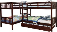 Dark Walnut Double Twin-over-Twin Bunk Bed with Trundle - Marquette-5