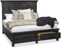 Dusty Gray Rustic Traditional King Storage Bed - Bedford