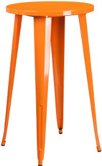 Orange Metal Cafe Round Indoor-Outdoor Bar Table