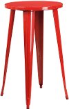 Red Metal Cafe Round Indoor-Outdoor Bar Table