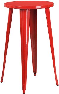 Red Metal Cafe Round Indoor-Outdoor Bar Table