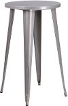 Silver Metal Cafe Round Indoor-Outdoor Bar Table