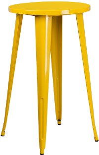 Yellow Metal Cafe Round Indoor-Outdoor Bar Table