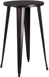 Black Antique Gold Metal Cafe Round Indoor-Outdoor Bar Table
