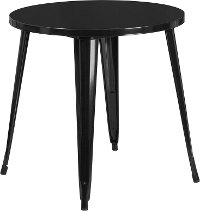 Black Metal 30 Inch Round Indoor-Outdoor Cafe Table