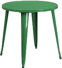 Green Metal 30 Inch Round Indoor-Outdoor Cafe Table