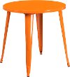 Orange Metal 30 Inch Round Indoor-Outdoor Cafe Table