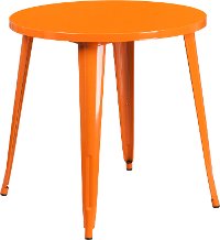 Orange Metal 30 Inch Round Indoor-Outdoor Cafe Table