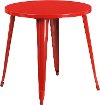Red Metal 30 Inch Round Indoor-Outdoor Cafe Table