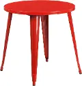 Red Metal 30 Inch Round Indoor-Outdoor Cafe Table