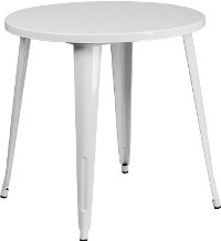 White Metal 30 Inch Round Indoor-Outdoor Cafe Table