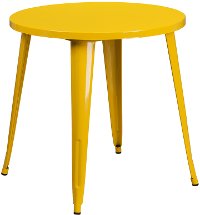 Yellow Metal 30 Inch Round Indoor-Outdoor Cafe Table