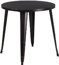 Black Metal 30 Inch Round Indoor-Outdoor Cafe Table