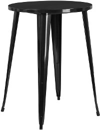 Black Metal 30 Inch Round Indoor-Outdoor Cafe Bar Table