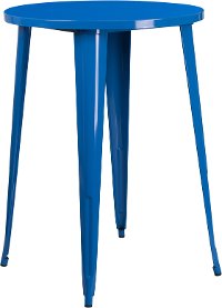 Blue Metal 30 Inch Round Indoor-Outdoor Cafe Bar Table